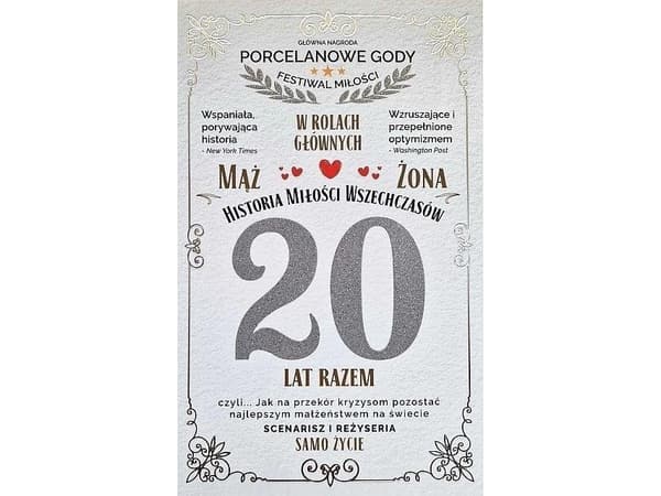20-års bryllupsdagskort (porselen)