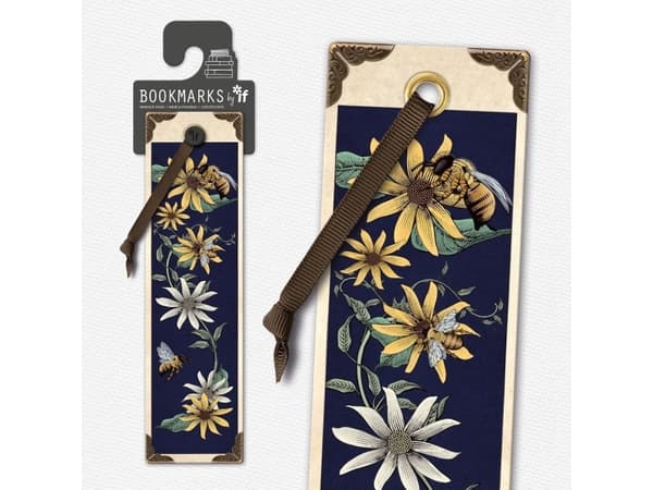 IF Vintage-bokmärke - Bin och blommor