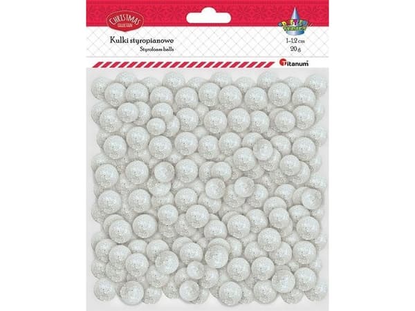 Juldekoration Titanum Styrofoamkulor mix vit 20g