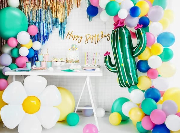 PartyDeco FB65, Lekeballong, Folie, Hvit, Gult, Monokromatisk, Party (selskap), Blomst