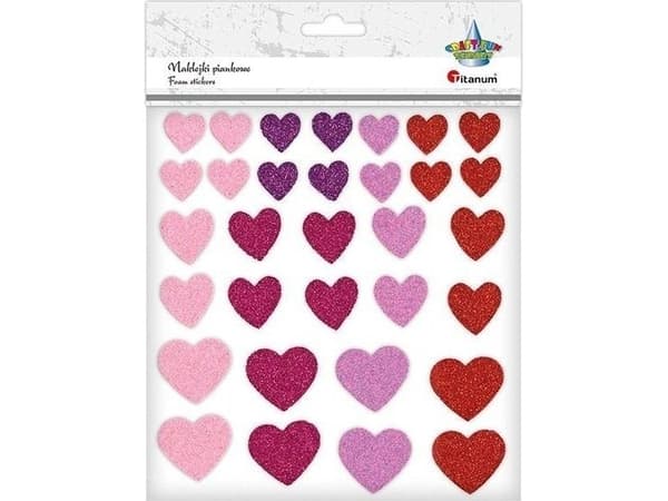 Glitter sydämet vaahto tarroja mix 32kpl EDUKAMP
