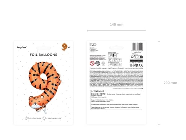 Party Deco Folieballong 9 Tiger 64x87cm