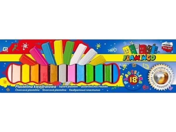 Plasticine 12x12mm fyrkant 18 färger