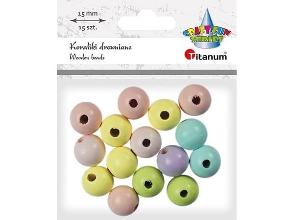 Träpärlor runda pastell 15st