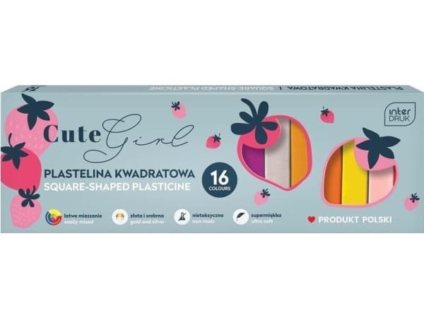Interdruk Plasticina kwadrowa 16 farger Søt jente