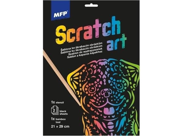 MFP papir skrapekort mal A4 Hund 21x29cm + 2 ark 1032221