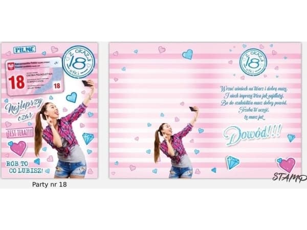 Stick-on partykort B6+kuvert Födelsedag 18 wz18
