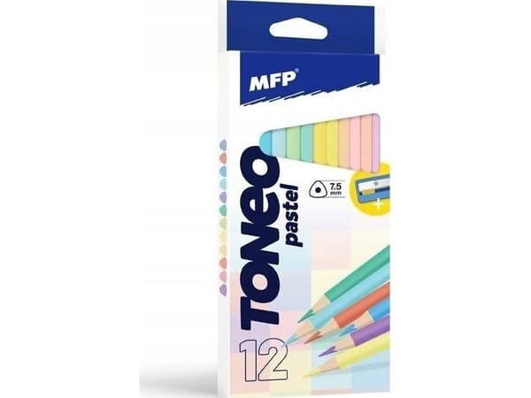 MFP papperskritor 12 st Pastell triangulära med vässare 6300621