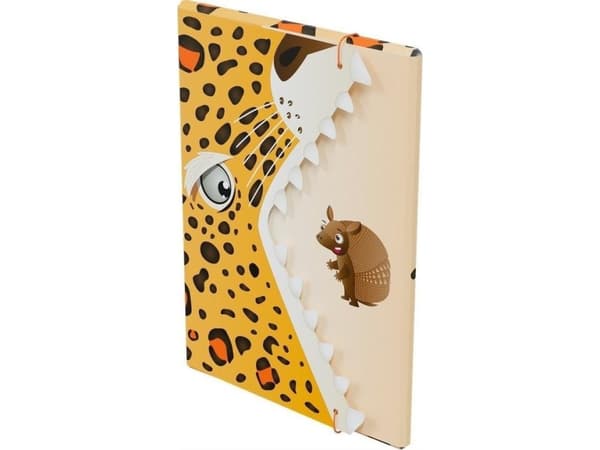 Monumi A4 mappe med elastisk kjeve - Leopard