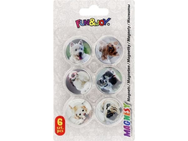 Titanum Runda magneter med motiv - konvex - diameter 30 mm - 6 st Fun&amp;Joy Dogs - 443874