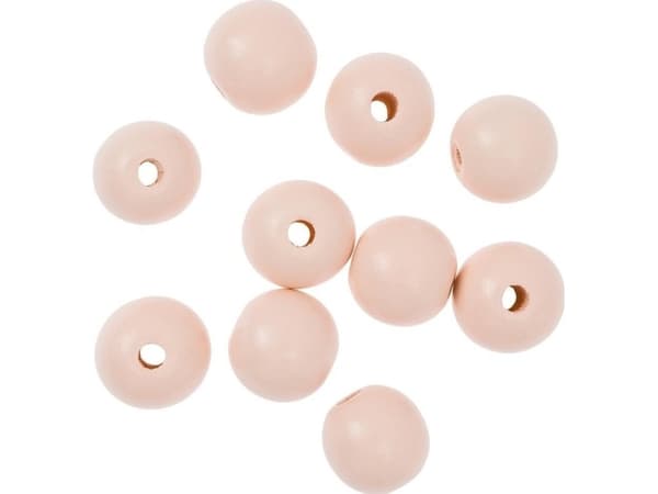 Puderrosa träpärlor 2,5cm 10st