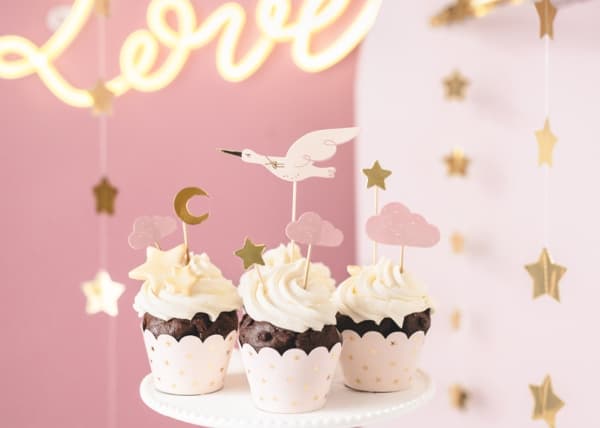 Party Dekor Muffins Dekorationer Stork 11-12cm 7st