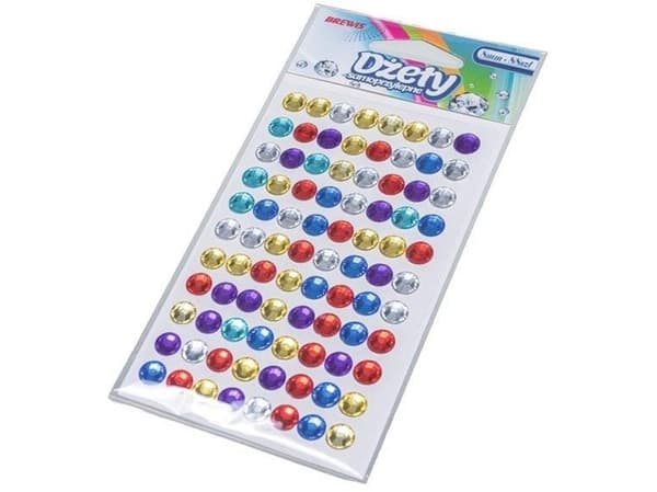 Selvklebende fargede rhinestones 8mm 88stk