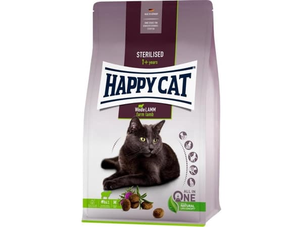 Happy Cat Sterilized Farm Lam, tørrfôr, for steriliserte katter, lam, 300 g, pose