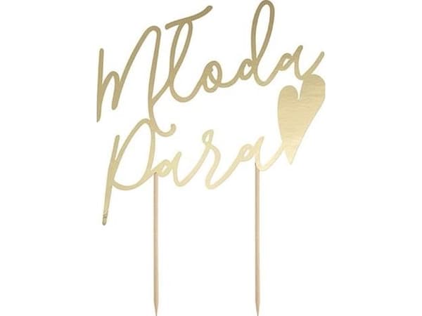 Party Deco Cake Topper for brud og brudgom, gull, 22,5 cm, universal