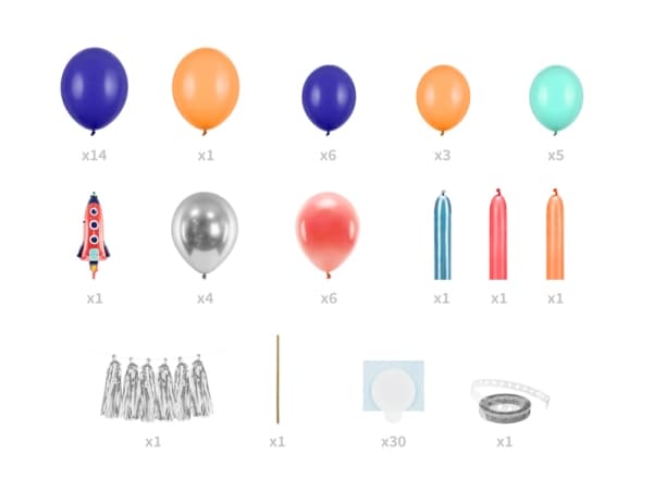 PartyDeco GBN9, Toy balloon, Kalvo, Sininen, Oranssi, Punainen, Hopea, Turkoosi, Juhlateema, Muotoiltava ilmapallo, 8 vuosi/vuosia