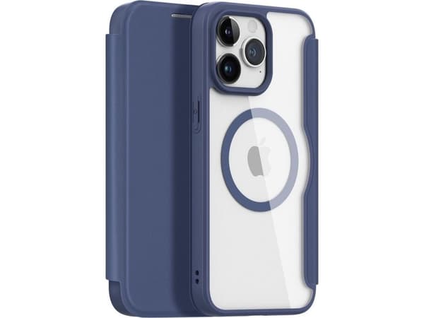 iPhone 15 Pro Max Magnetic MagSafe Flip Cover Dux Ducis Skin X Pro - Blå