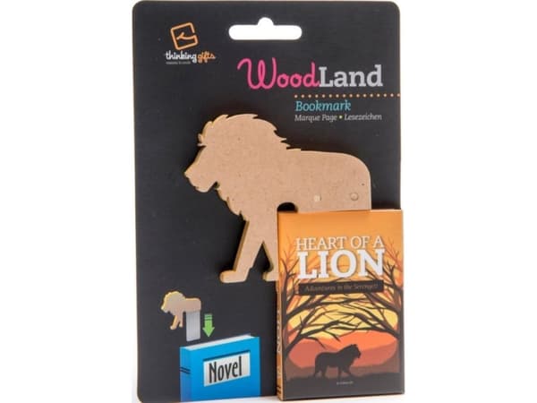 Thinking Gifts WoodLand Lion puinen kirjanmerkki - leijona - leijona