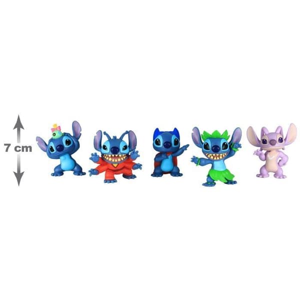 Disney Stitch, Box med 5 figurer, 7,5 cm, Leksaker för barn från 3 år och uppåt