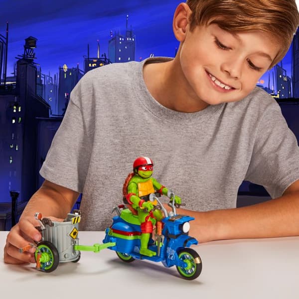 Turtles Ninja, Fordon med exklusiv figur, 12 cm, Kampfunktion, Leonardo, För barn från 4 år, TU8031