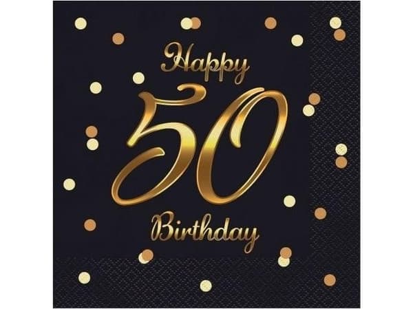 GoDan Serwetki B&C Happy 50 Birthday svart 20szt
