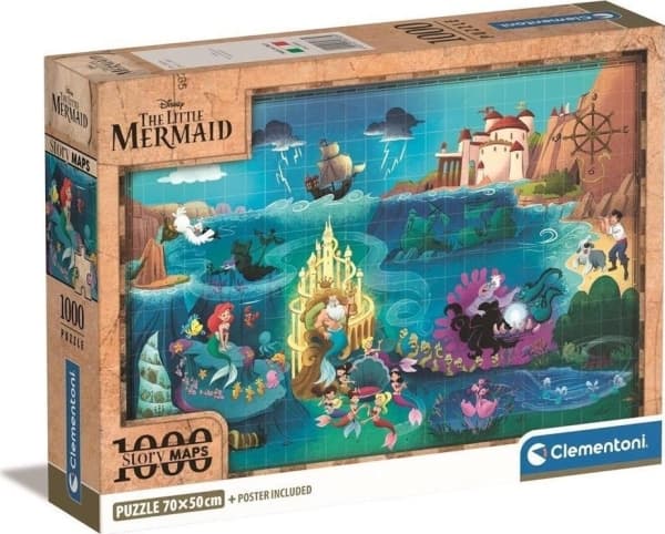 Puslespil Disney Maps Little Mermaid, 1000 brikker