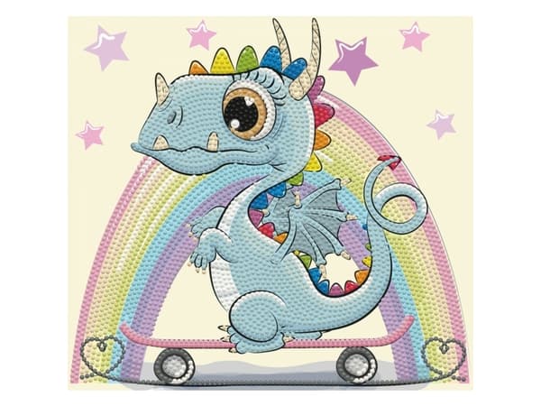 Diamond Dotz Diamond maalaus Drache auf Skateboard-
