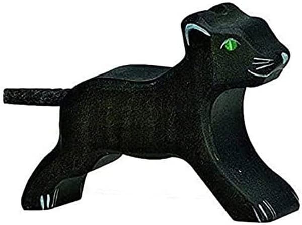 Statyett - HOLZTIGER - Panter - Liten - Handmålad