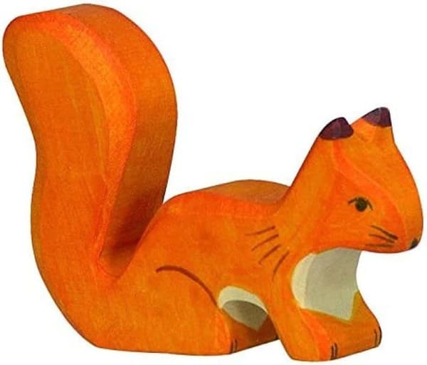 HOLZTIGER träfigur - Stående röd ekorre - För barn från 3 år - Europeisk tillverkning