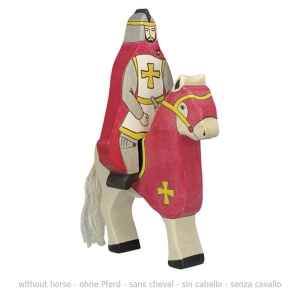 Holztiger Knight med röd kappa statyett