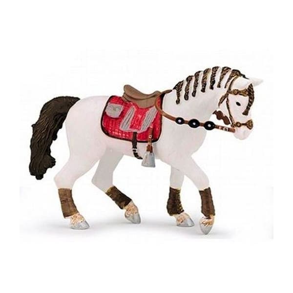 Fashion Horse Figurine - PAPO - Vit häst med flätad man - För barn från 3 år