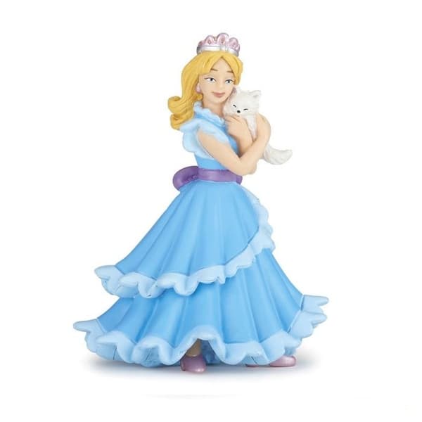 Papo - Blå prinsessa och kattfigur