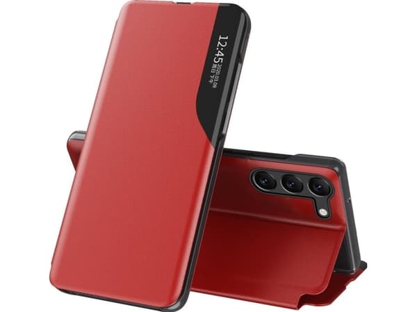 Hurtel Eco Leather View Case etui do Samsung Galaxy S23+ z klapką podstawka czerwone