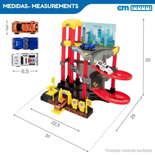 Garage med biler Speed & Go 37 x 29 x 25 cm (4 enheder)