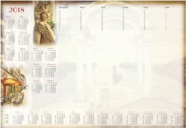 Biuwar Kalender B3 med stripe, kvinne (T-2-B3-2)