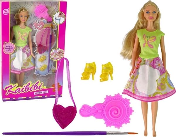 LeanToys nukke pitkät hiukset maalaus mekko