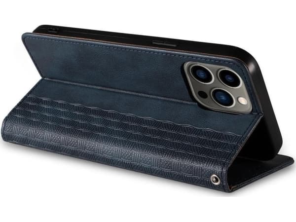 Hurtel Magneettihihna Kotelo iPhone 14 flip kansi lompakko mini lanyard jalusta sininen sininen