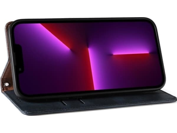 Hurtel Magneettihihna Kotelo iPhone 14 flip kansi lompakko mini lanyard jalusta sininen sininen