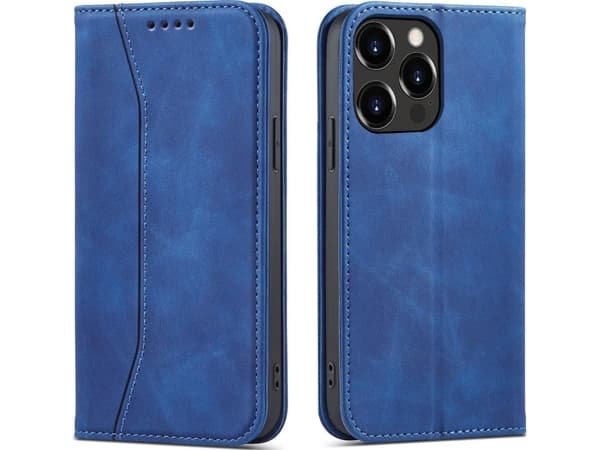 Hurtel Magnet Fancy Case iPhone 14 Pro Max deksel med klaff lommebokstativ blå