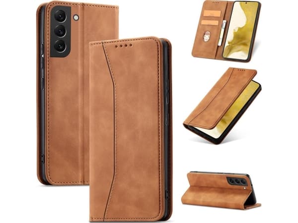 Hurtel Magnet Fancy Case Samsung Galaxy S23 flip cover plånbok stativ brun