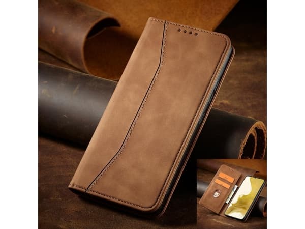 Hurtel Magnet Fancy Case Samsung Galaxy S23 flip cover plånbok stativ brun