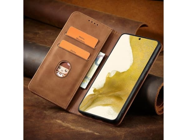 Hurtel Magnet Fancy Case Samsung Galaxy S23 flip cover plånbok stativ brun