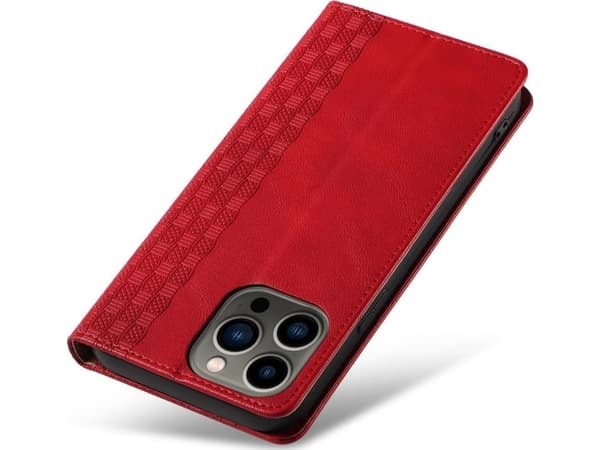 Hurtel Magnet Strap Fodral iPhone 14 flip cover plånbok mini lanyard stativ röd