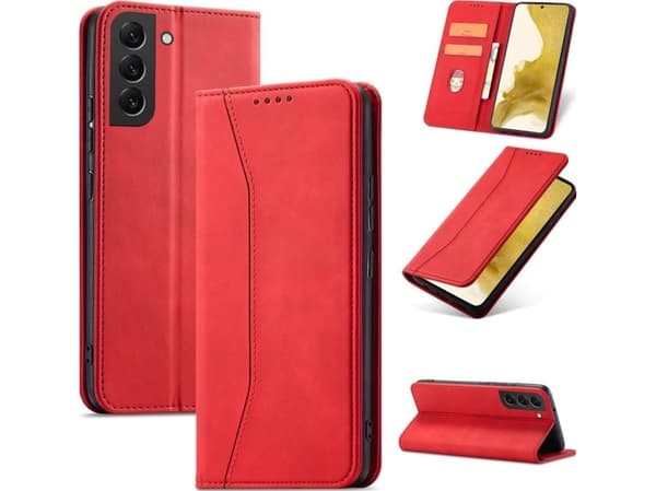 Hurtel Magnet Fancy Case Samsung Galaxy S23 flip cover plånbok stativ röd