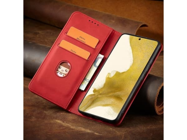 Hurtel Magnet Fancy Case Samsung Galaxy S23 flip cover plånbok stativ röd