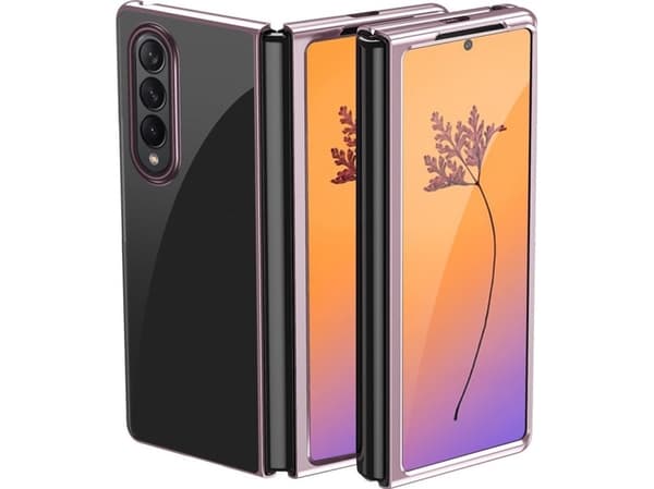 Hurtel Plating Veske til Samsung Galaxy Z Fold 4, deksel med metallramme, rosa