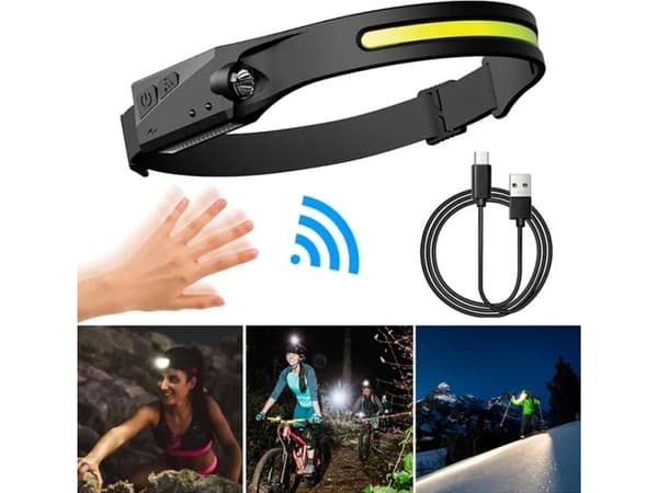 LED-otsalamppu liiketunnistimella IPX4 USB-C 1200 mAh - musta