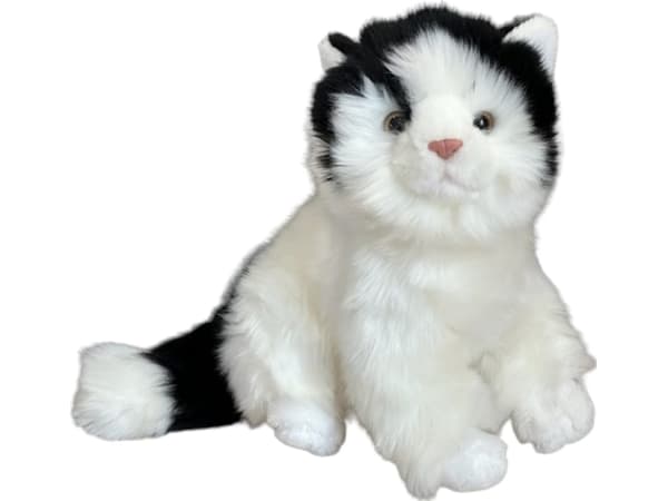 Dubi Mascot Cat Svart og hvit plysjleketøy 23 cm myk kosebamse