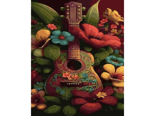 Maling etter tall - Gitar i hagen 40x50cm