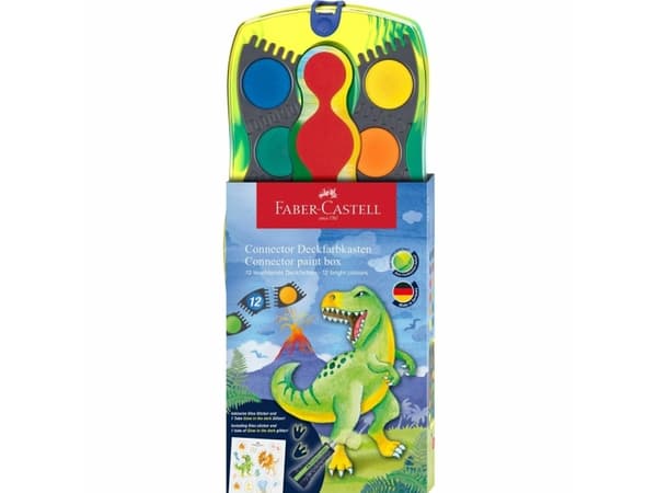 Faber-Castell CONNECTOR Dinosaur - Malingssett - 12 farger - assorterte lyse farger - opak